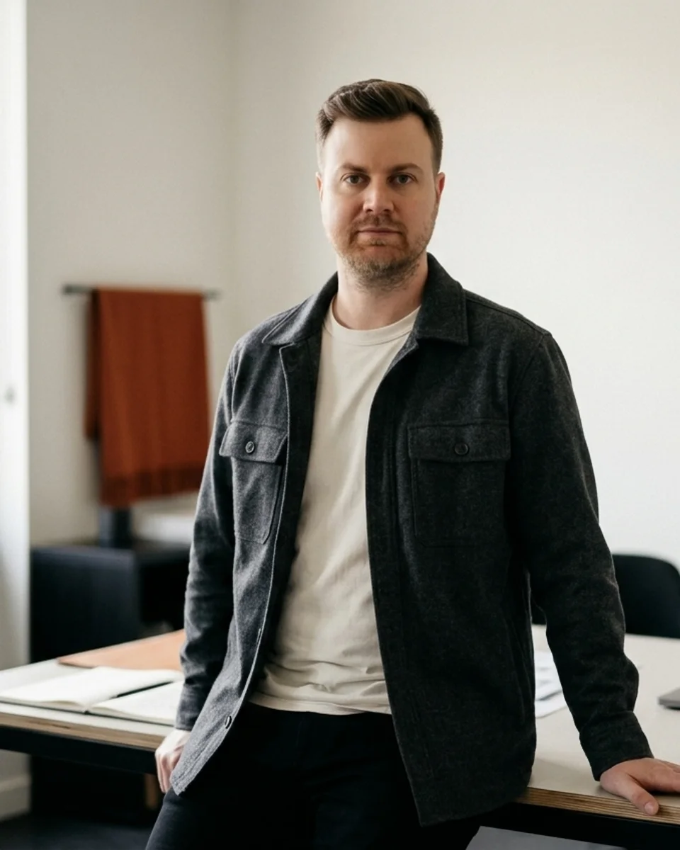 Kody Everson, founder of tinderbox studio, in the studio