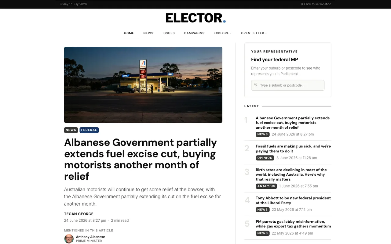 Elector homepage